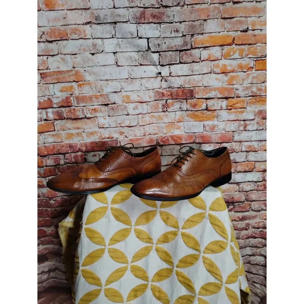 Murphy Mens Leather Lace Up Dress Shoes Size 11 Brown